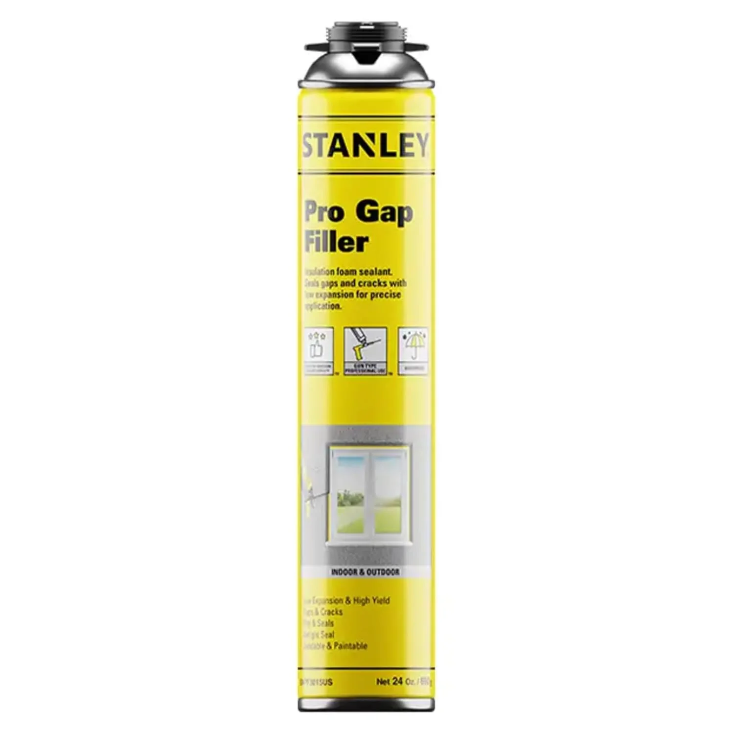 STANLEY Pro Gap Filler - Window & Door Filler, Gaps & Cracks, Expanding Spray Foam Sealant, Gun Not Included, 24 Oz (Pack of 1) - Image 2