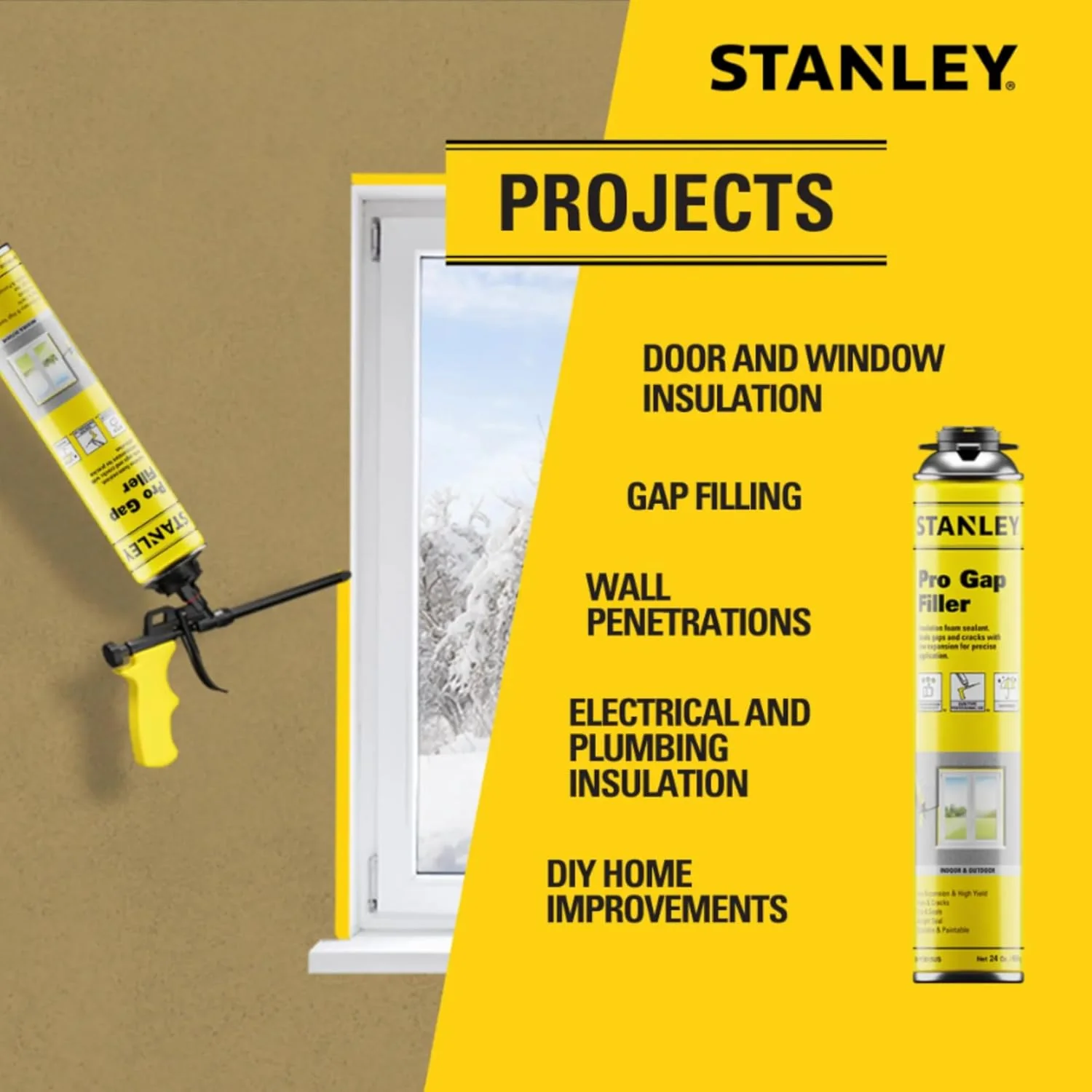 STANLEY Pro Gap Filler - Window & Door Filler, Gaps & Cracks, Expanding Spray Foam Sealant, Gun Not Included, 24 Oz (Pack of 1) - Image 6