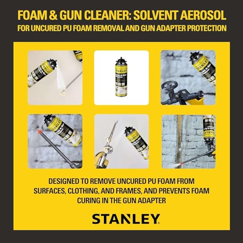 STANLEY Spray Foam Dispensing Gun Cleaner - Uncured Expanding Polyurethane Foam Dissolver - 12.3 oz, 2 Pack - Image 3