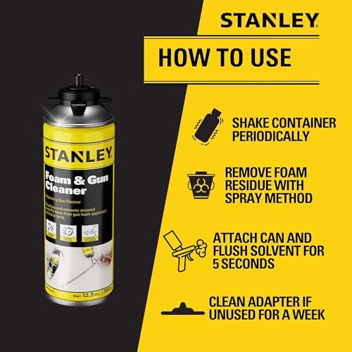 STANLEY Spray Foam Dispensing Gun Cleaner - Uncured Expanding Polyurethane Foam Dissolver - 12.3 oz, 2 Pack - Image 4
