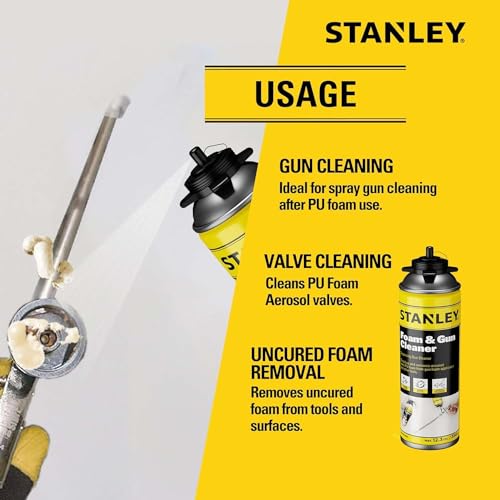 STANLEY Spray Foam Dispensing Gun Cleaner - Uncured Expanding Polyurethane Foam Dissolver - 12.3 oz, 2 Pack - Image 7