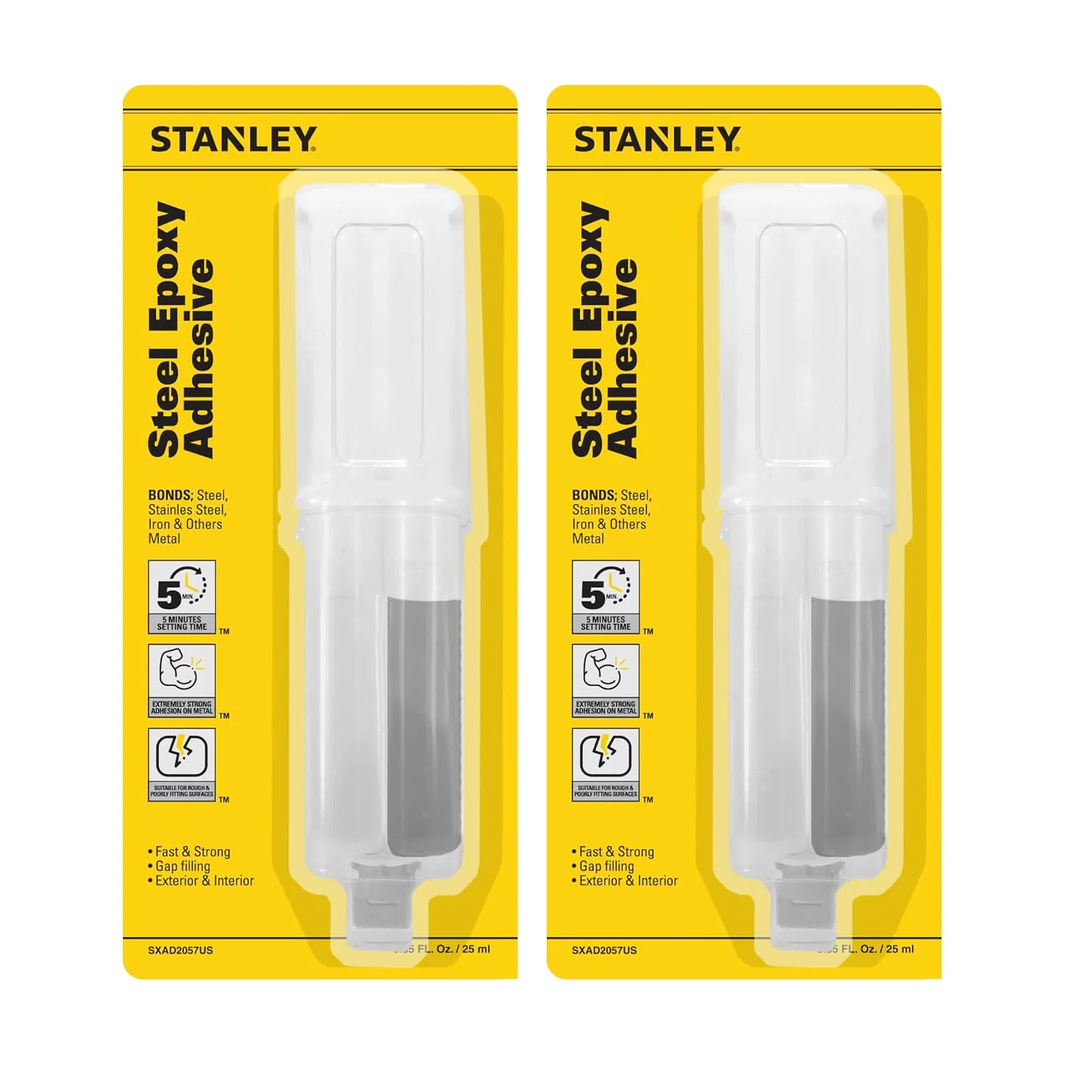STANLEY Steel Adhesive - Quick Bonding for Repairs, Automotive, and Construction - 0.85 oz - Steel Epoxy (Pack of 2) - Image 2