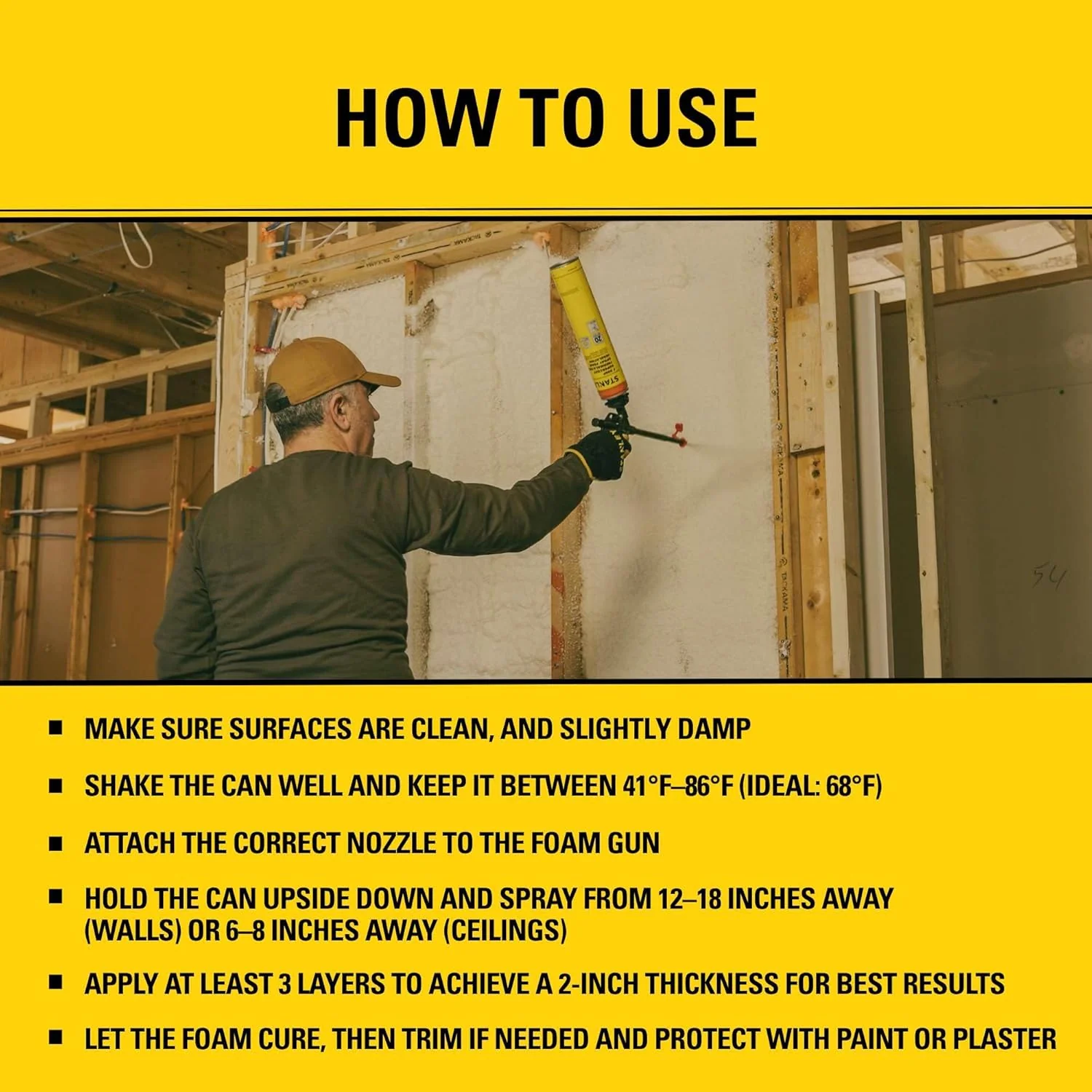 STANLEY Supercoat Spray Foam Insulation - Closed Cell Spray Foam Covers Up to 120 Sq.Ft. Gun Use Insulation Foam, 27.1 oz, Gun Not Included (Pack of 6) - Image 4