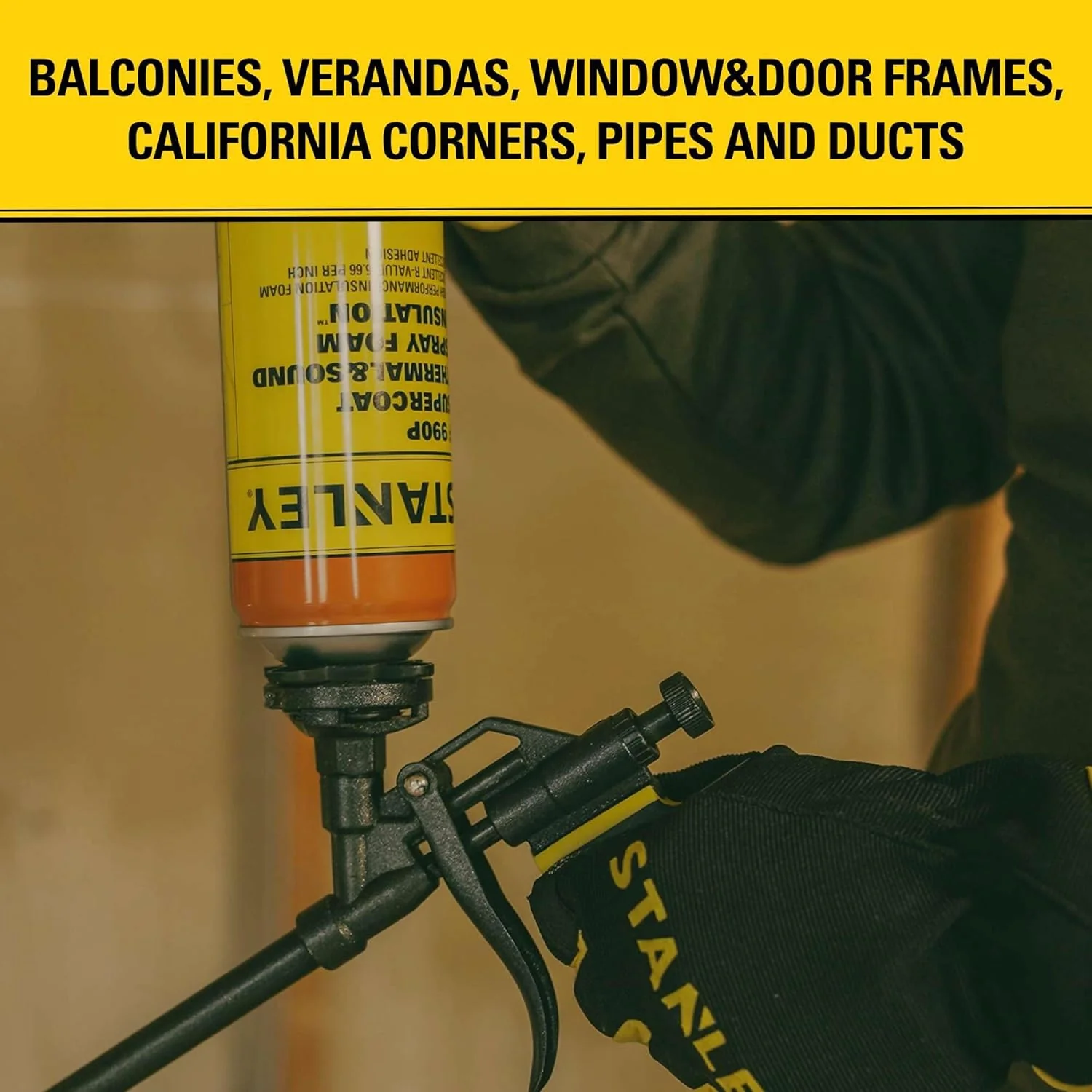 STANLEY Supercoat Spray Foam Insulation - Closed Cell Spray Foam Covers Up to 120 Sq.Ft. Gun Use Insulation Foam, 27.1 oz, Gun Not Included (Pack of 6) - Image 9