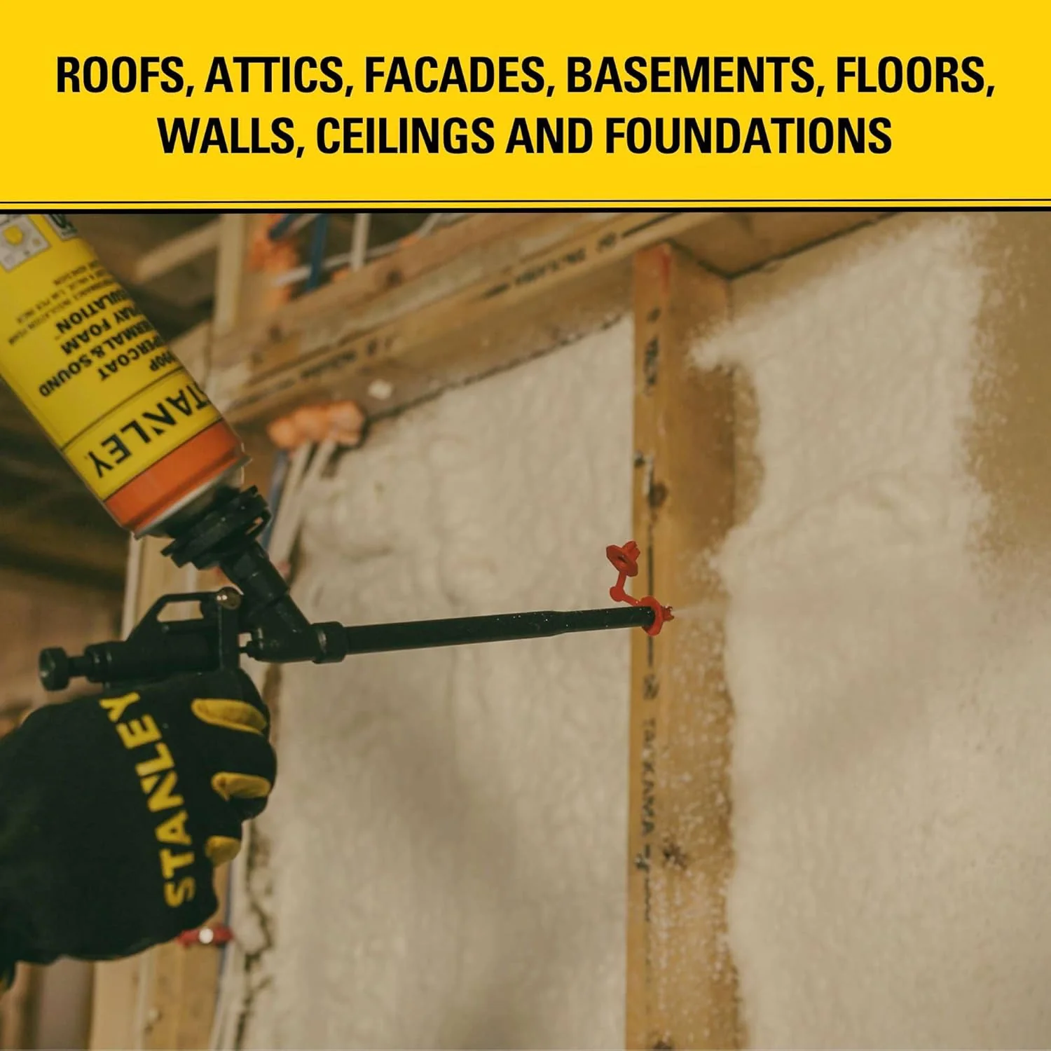 STANLEY Supercoat Spray Foam Insulation Kit - Gun, Cleaner & Safety Items Included, 27.1 oz (Kit Includes Pack of 24) - Image 7