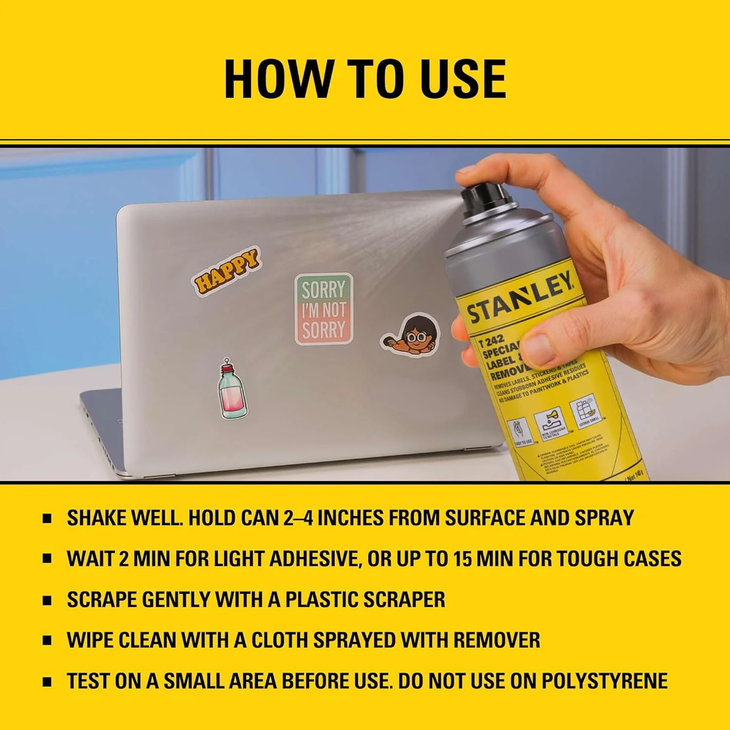 STANLEY T242 Label & Sticker Remover, Automotive-Grade Adhesive Cleaner, Safely Removes Adhesive Residue on Auto Surfaces, 5 oz (Pack of 1) - Image 4