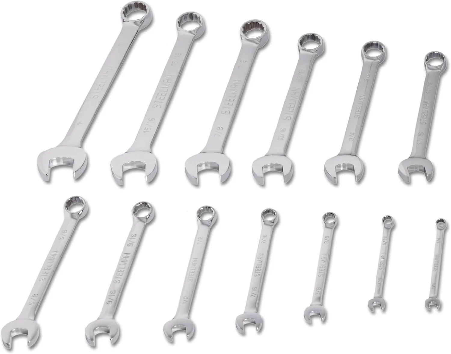 Steelman 82544 13-Piece Combination Wrench Set with Storage Roll, SAE, 12-Point, 1/4"-1" - Image 2