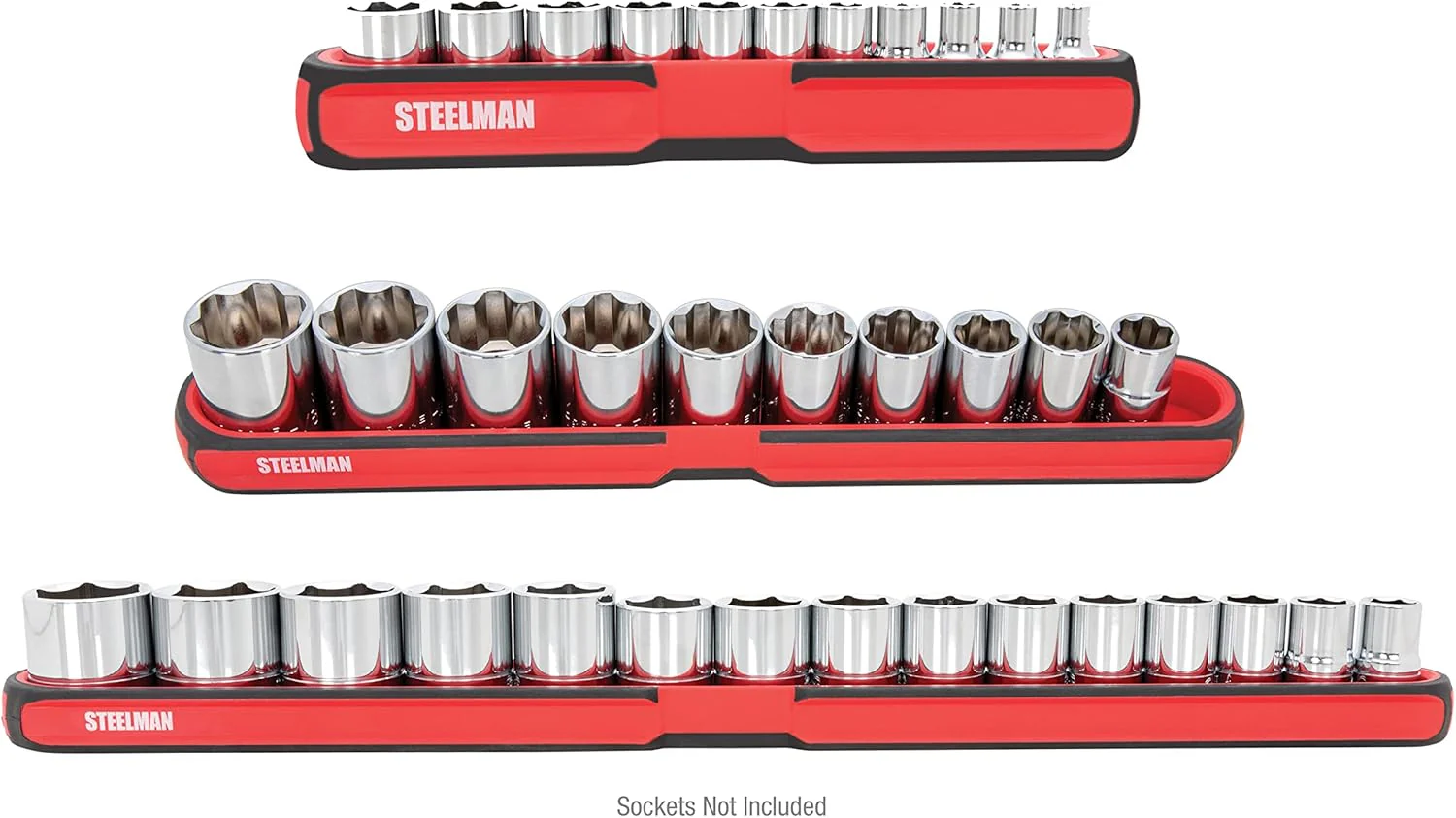 Steelman 75108 3-Piece Magnetic Socket Storage and Parts Accessory Tray Set, Small (6-Inch), Medium (12-Inch), and Large (18-Inch) - Image 2