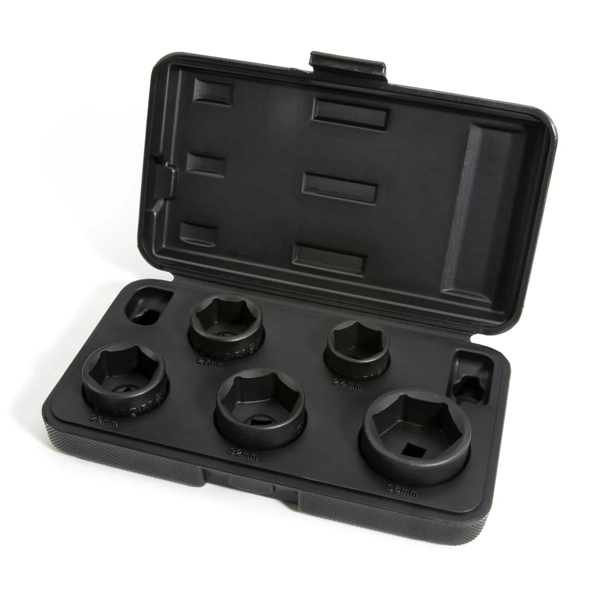 Steelman 42275 5-Piece 3/8-Inch Drive Low Profile Oil Filter Wrench Socket Set, 24mm, 27mm, 29mm, 32mm, and 36mm Sizes