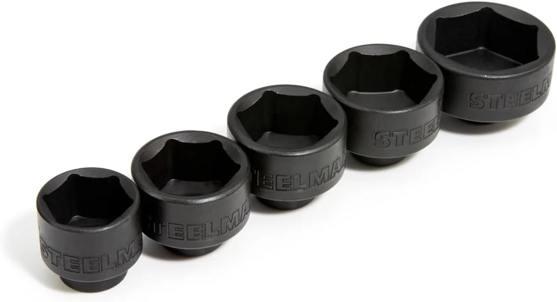 Steelman 42275 5-Piece 3/8-Inch Drive Low Profile Oil Filter Wrench Socket Set, 24mm, 27mm, 29mm, 32mm, and 36mm Sizes - Image 3