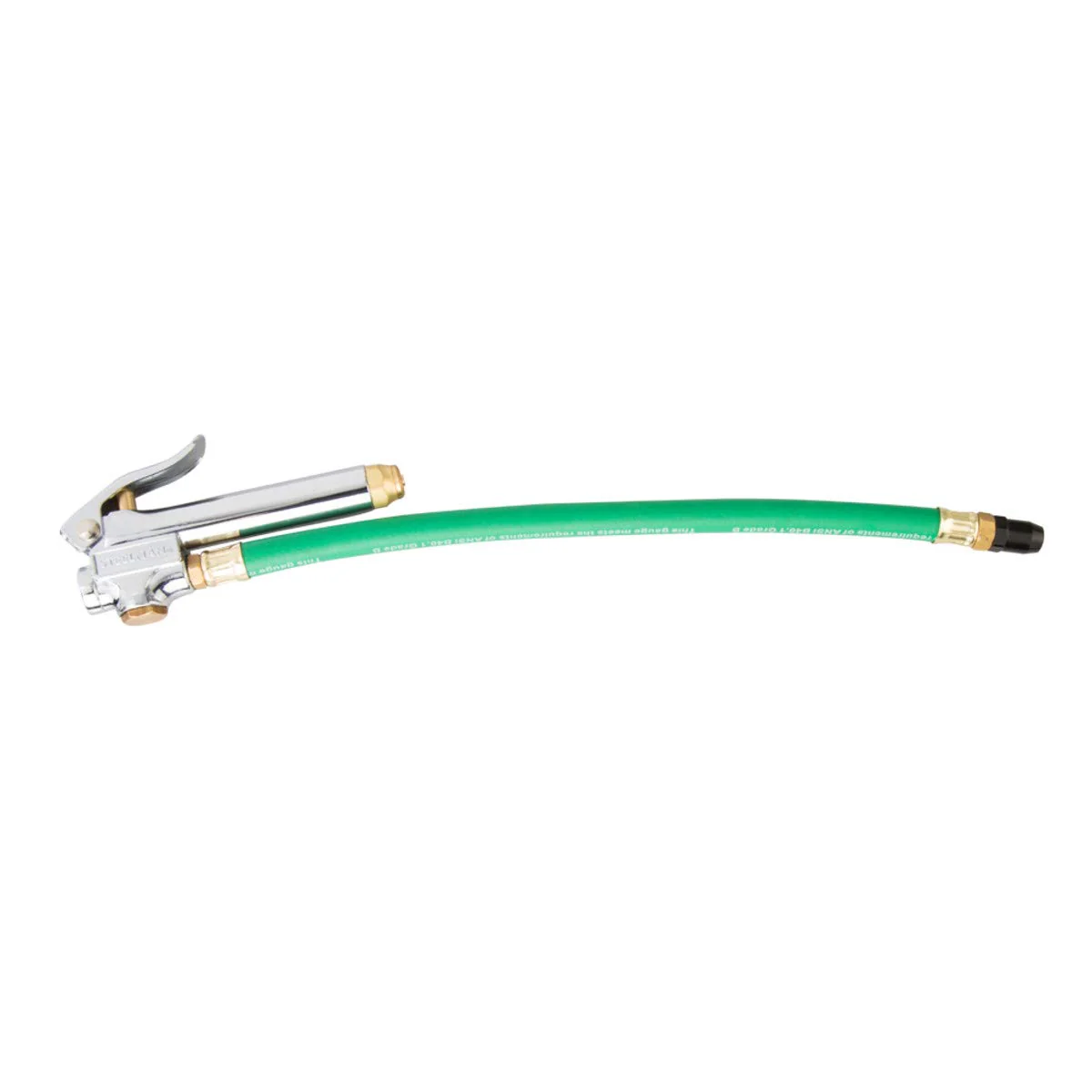 Steelman 75052 Straight Chuck Tire Inflator with Built-in Gauge and Green 12-Inch Hose
