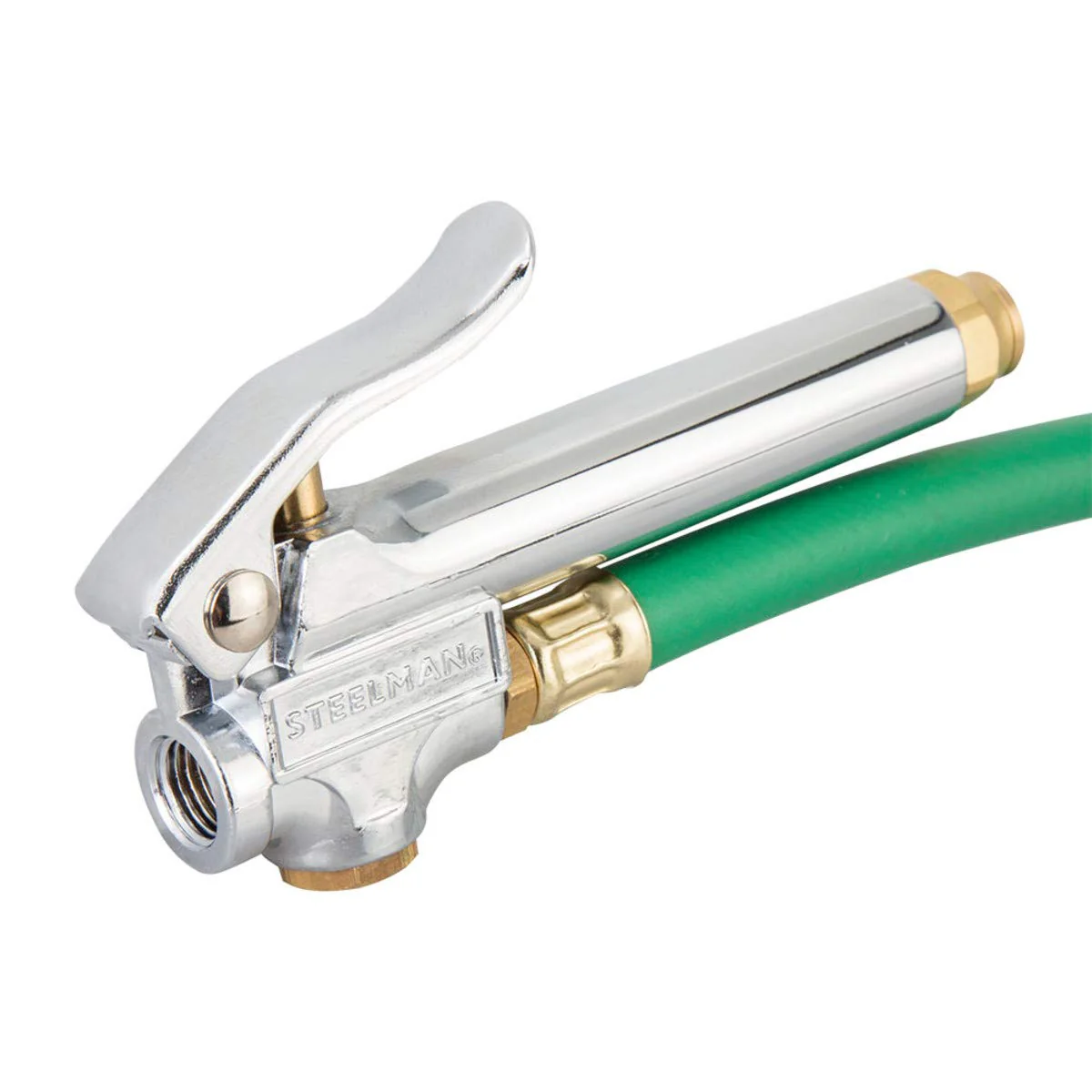Steelman 75052 Straight Chuck Tire Inflator with Built-in Gauge and Green 12-Inch Hose - Image 3