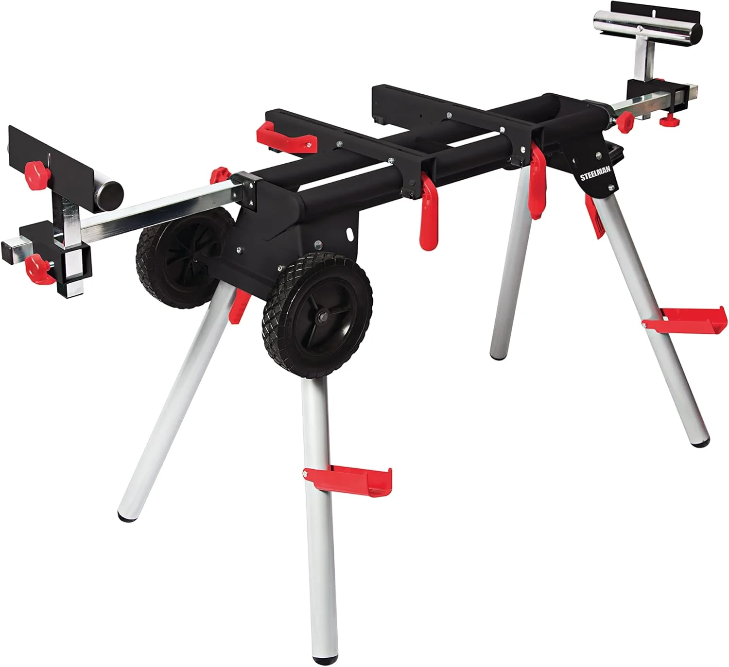 Steelman Contractor Miter Saw Mobile Workstation, Universal Mount, Steel Construction, Portable Folding Legs, Adjustable Width, Supports 500 lbs. - Image 2