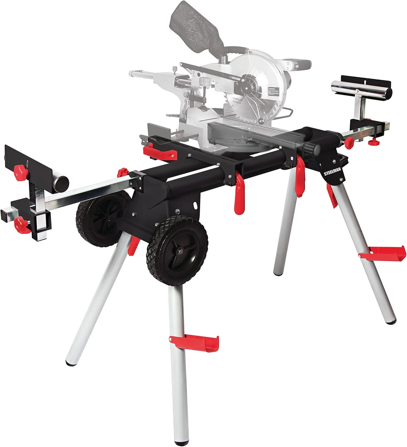 Steelman Contractor Miter Saw Mobile Workstation, Universal Mount, Steel Construction, Portable Folding Legs, Adjustable Width, Supports 500 lbs. - Image 4