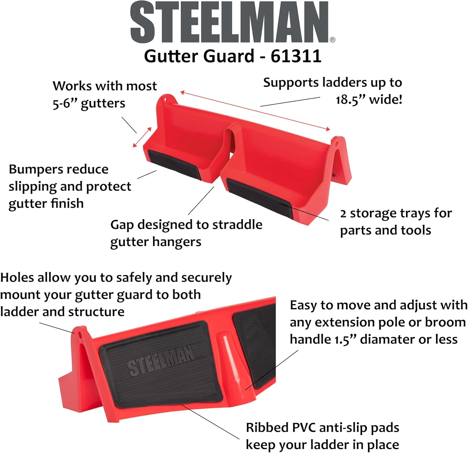 Steelman 61311 Gutter Guard and Ladder Stabilizer, Protect Gutters from Scratches and Dents, Improve Roof Access Safety - Image 3