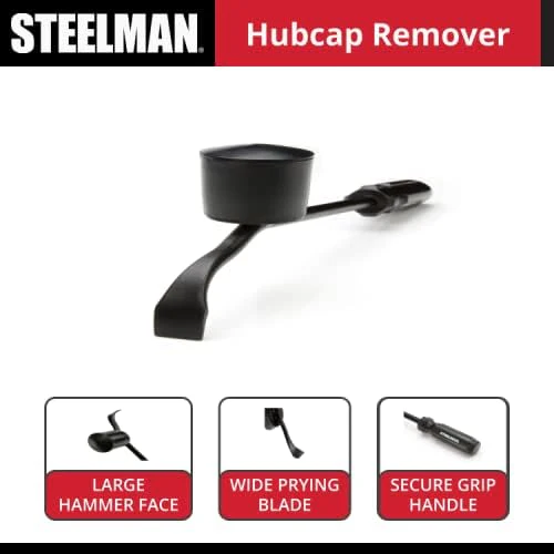 Steelman (75031) Hubcap Remover Tool for Auto Mechanics, Heavy-Duty Steel, Large Rubber Hammer Face, Wide Prying Blade, Secure Grip - Image 8