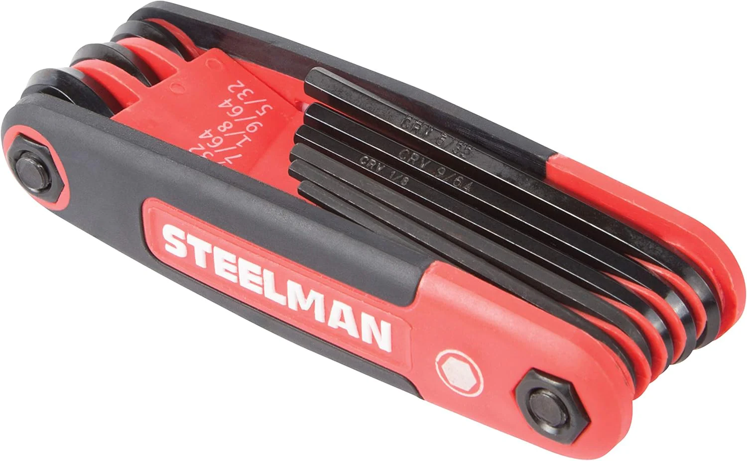 Steelman Portable Folding Hex Key Wrench Multi-Tool Standard (SAE), Set Includes 5/64, 3/32, 7/64, 1/8, 9/64, 5/32, 3/16, 7/32, 1/4-Inch, Chamfered Ends, Rubberized Grip - Image 3