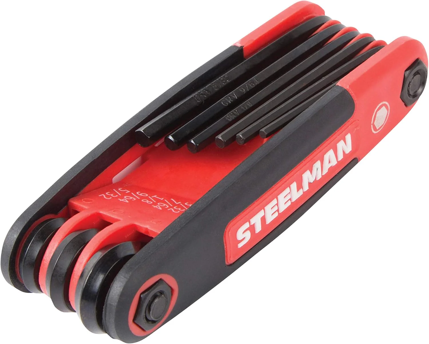 Steelman Portable Folding Hex Key Wrench Multi-Tool Standard (SAE), Set Includes 5/64, 3/32, 7/64, 1/8, 9/64, 5/32, 3/16, 7/32, 1/4-Inch, Chamfered Ends, Rubberized Grip - Image 4