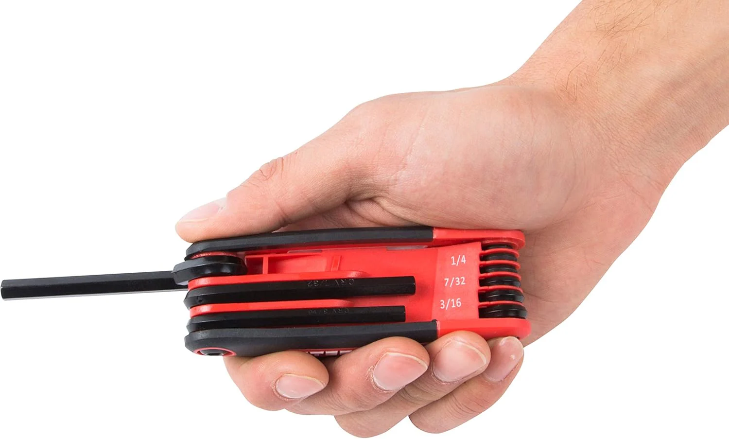 Steelman Portable Folding Hex Key Wrench Multi-Tool Standard (SAE), Set Includes 5/64, 3/32, 7/64, 1/8, 9/64, 5/32, 3/16, 7/32, 1/4-Inch, Chamfered Ends, Rubberized Grip - Image 6