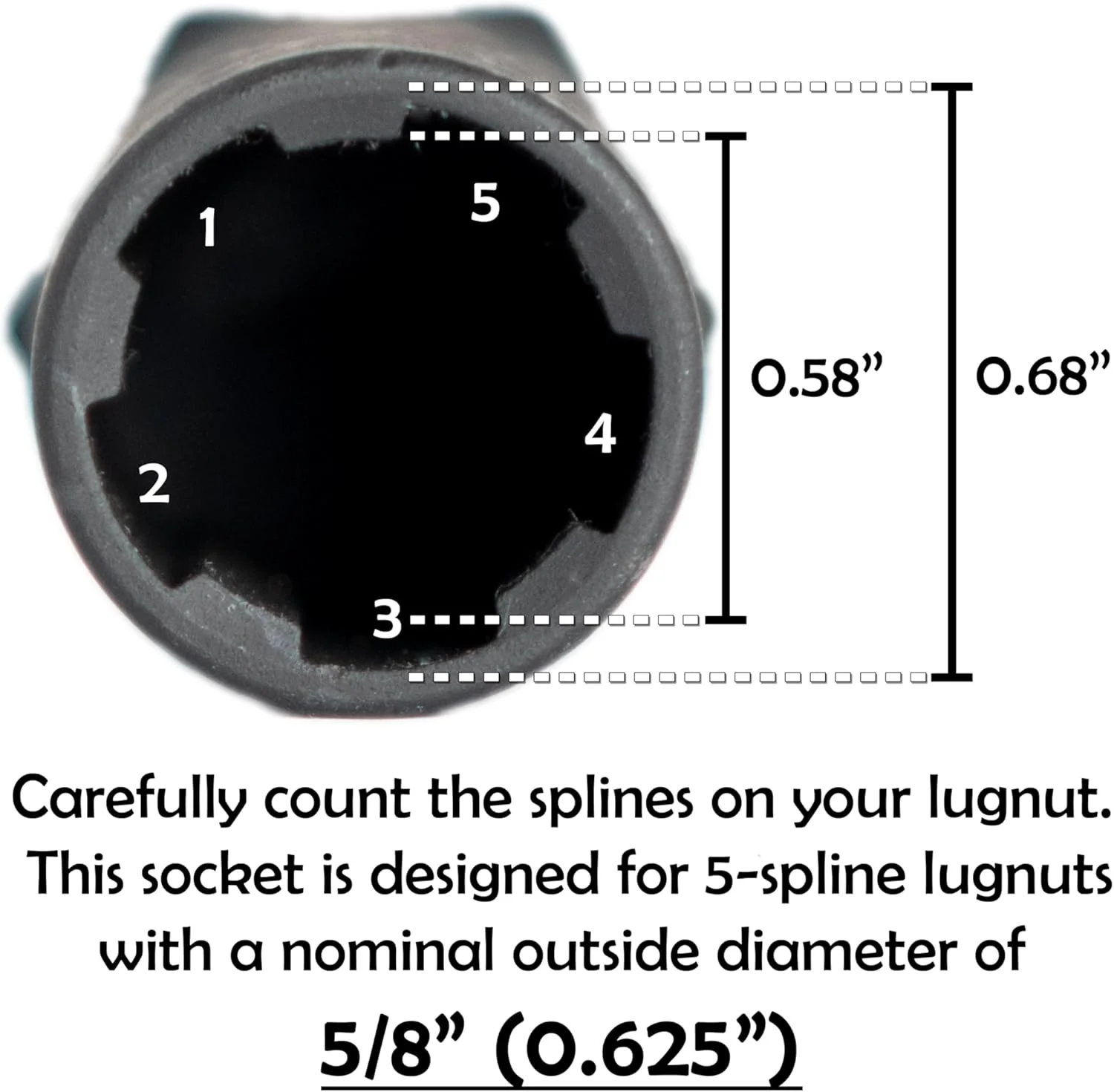 Steelman 78538 Pro 5-Spline 5/8-Inch Socket-Style Locking Lug Nut Key, Removes Spline-Style Aftermarket Lug Nuts, Durable, Thin-Walled - Image 5