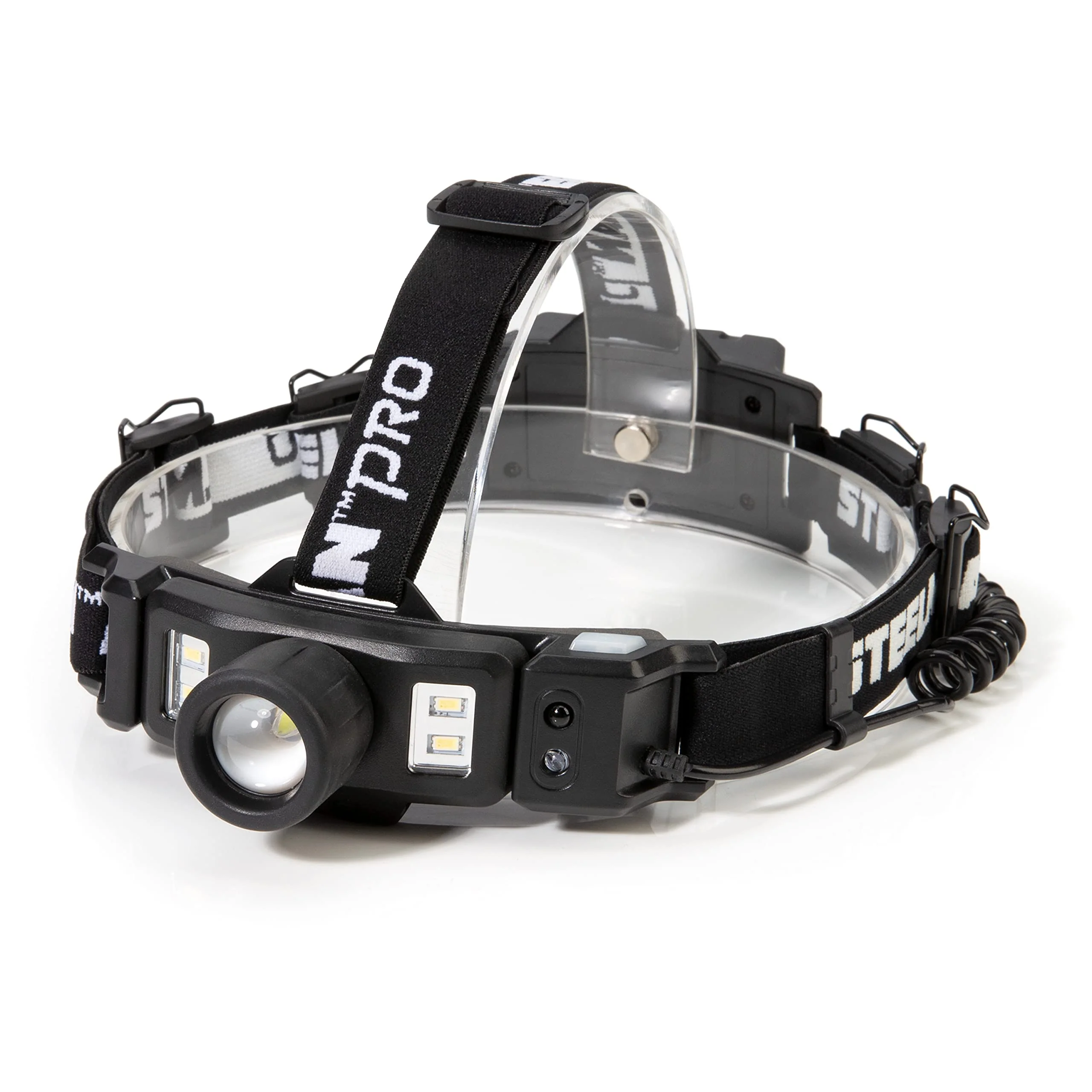 Steelman 79379 Pro Rechargeable Focusing Spotlight Headlamp, Motion-Sensing, Rear Safety Light, Pivoting Head, Up to 260 Lumens of Brightness