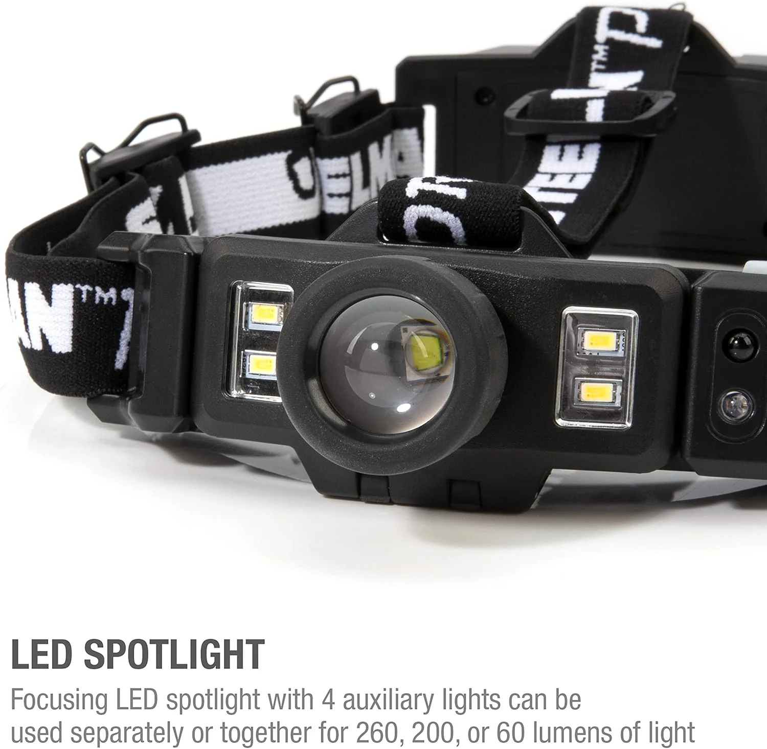 Steelman 79379 Pro Rechargeable Focusing Spotlight Headlamp, Motion-Sensing, Rear Safety Light, Pivoting Head, Up to 260 Lumens of Brightness - Image 3