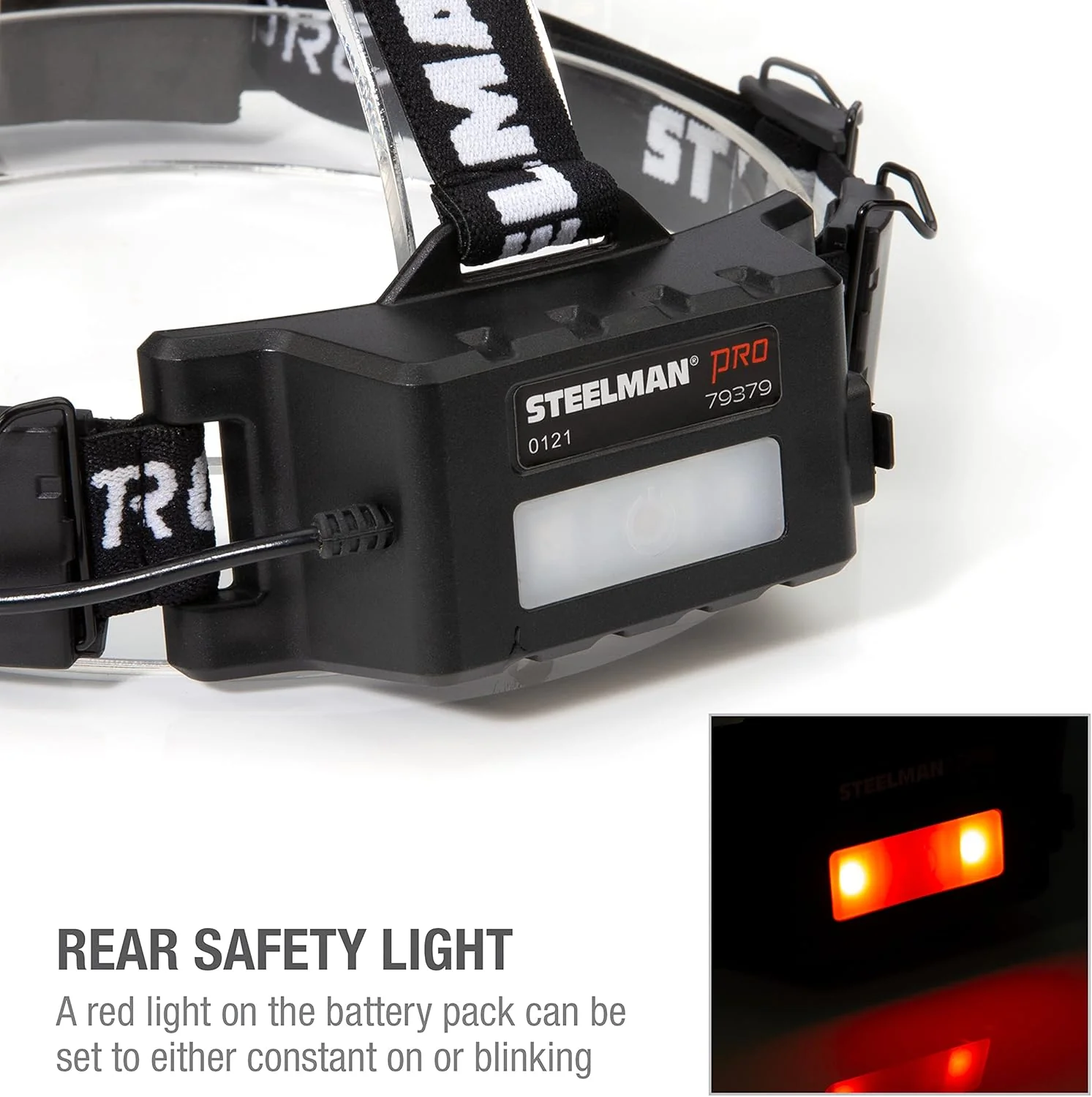 Steelman 79379 Pro Rechargeable Focusing Spotlight Headlamp, Motion-Sensing, Rear Safety Light, Pivoting Head, Up to 260 Lumens of Brightness - Image 7