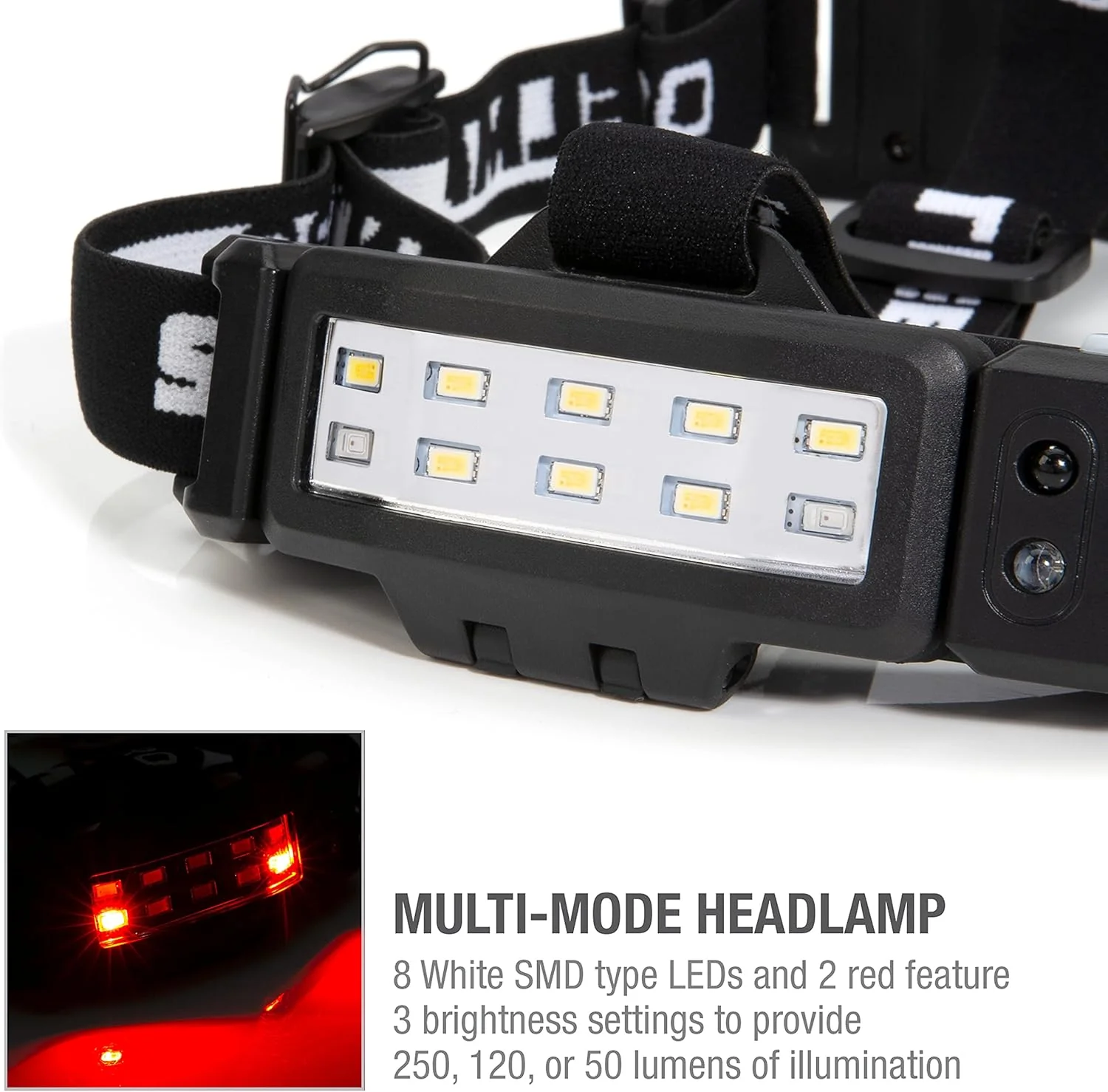 Steelman 79417 Pro Slim Profile Motion Activated LED Headlamp with Red LED Night Vision Mode and Rear Safety Flasher LED - Image 3