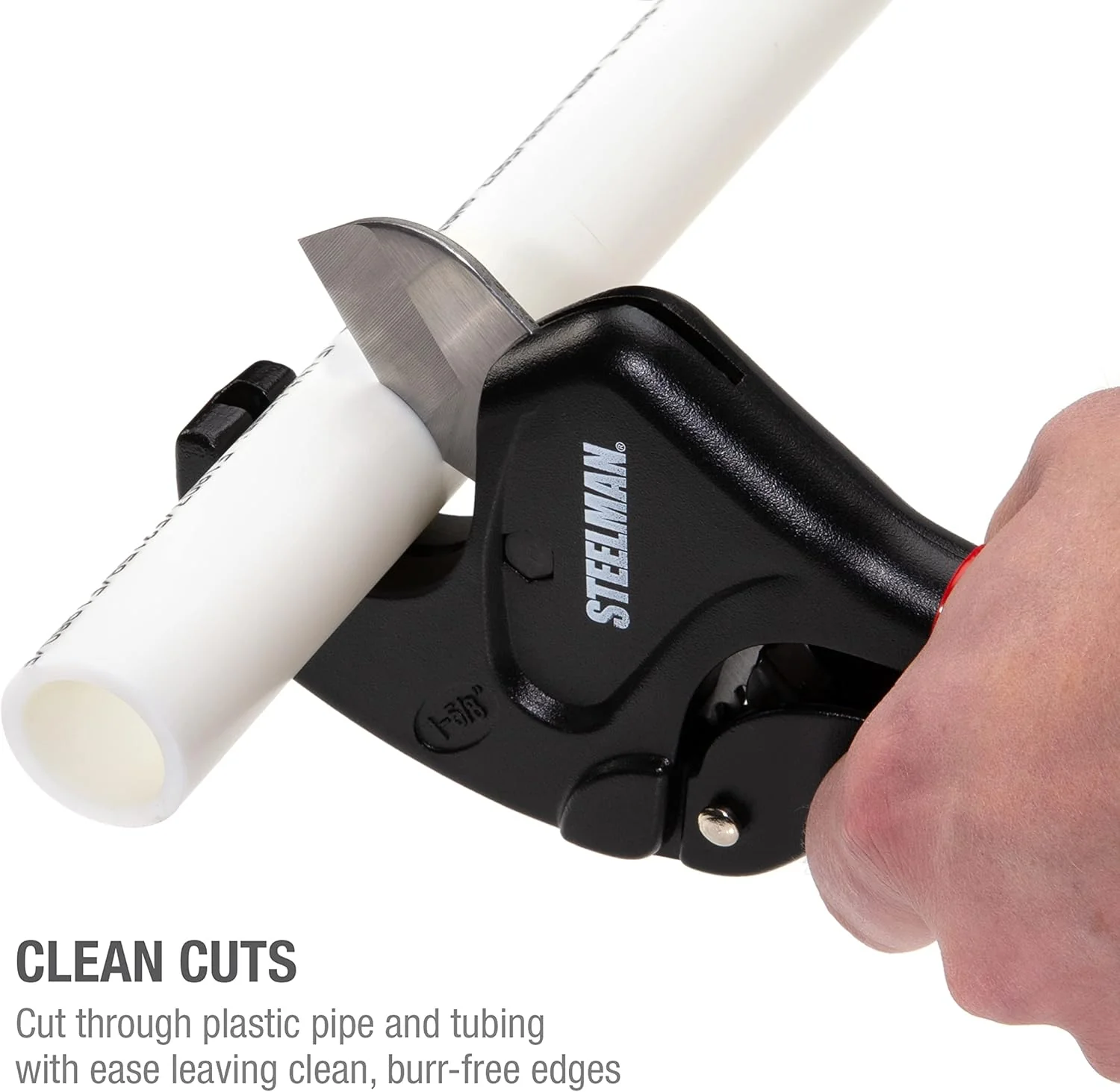 Steelman 42566 PVC Pipe Cutter Tool, Cuts 1-5/8-inch Plastic Tube, Ratcheting, Stainless Steel Blade - Image 5