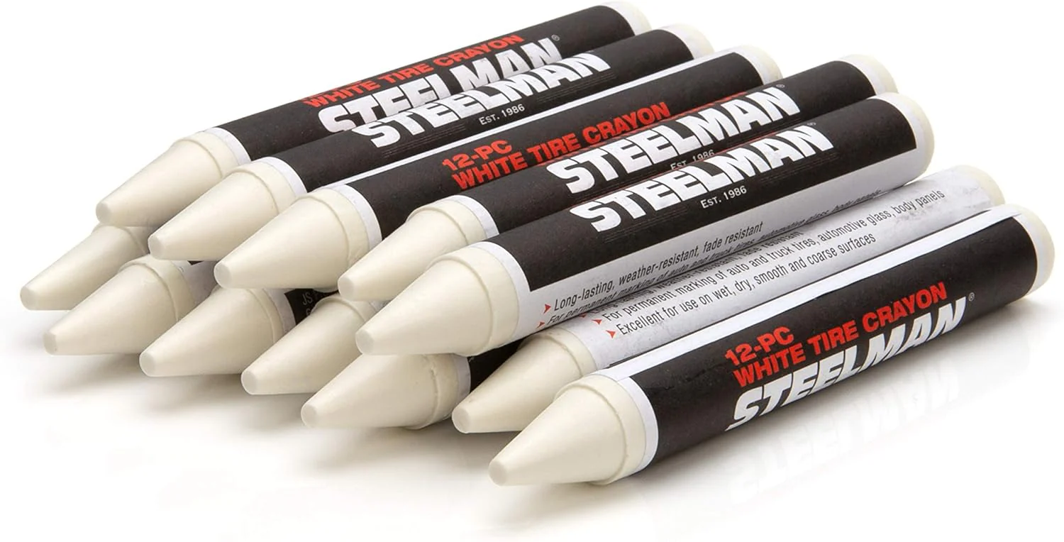 Steelman 00063 White Tire Marking Crayons for Mechanics, Marks Damage on Wet and Dry Tires, White (Pack of 12) - Image 2