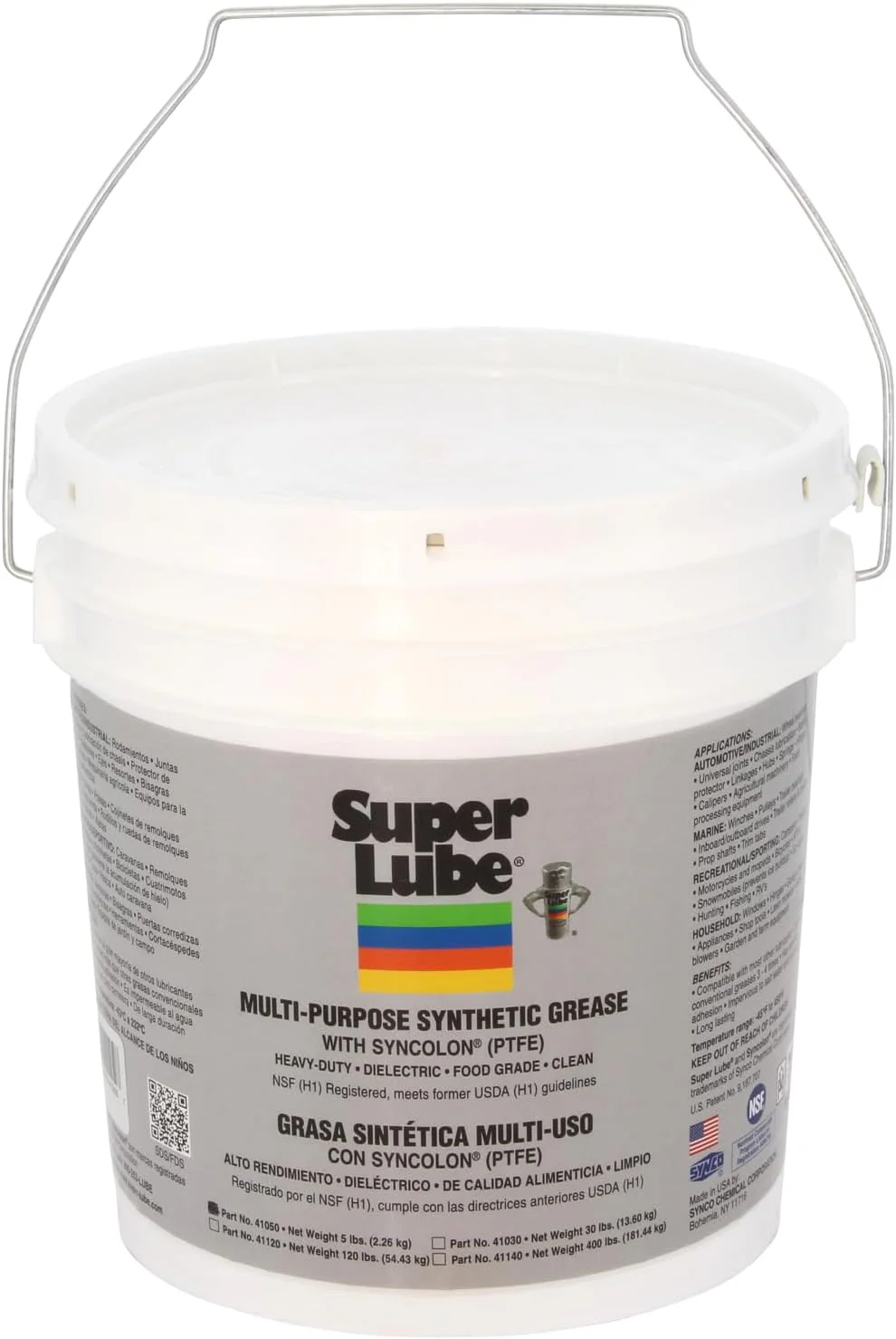 Super Lube Synthetic Grease (NLGI 2), 5 lb Pail, Translucent White- 41050