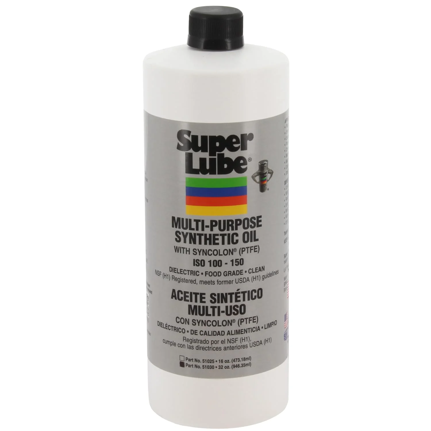 Super Lube Synthetic Oil with PTFE, High Viscosity, 1 quart Bottle, Translucent White