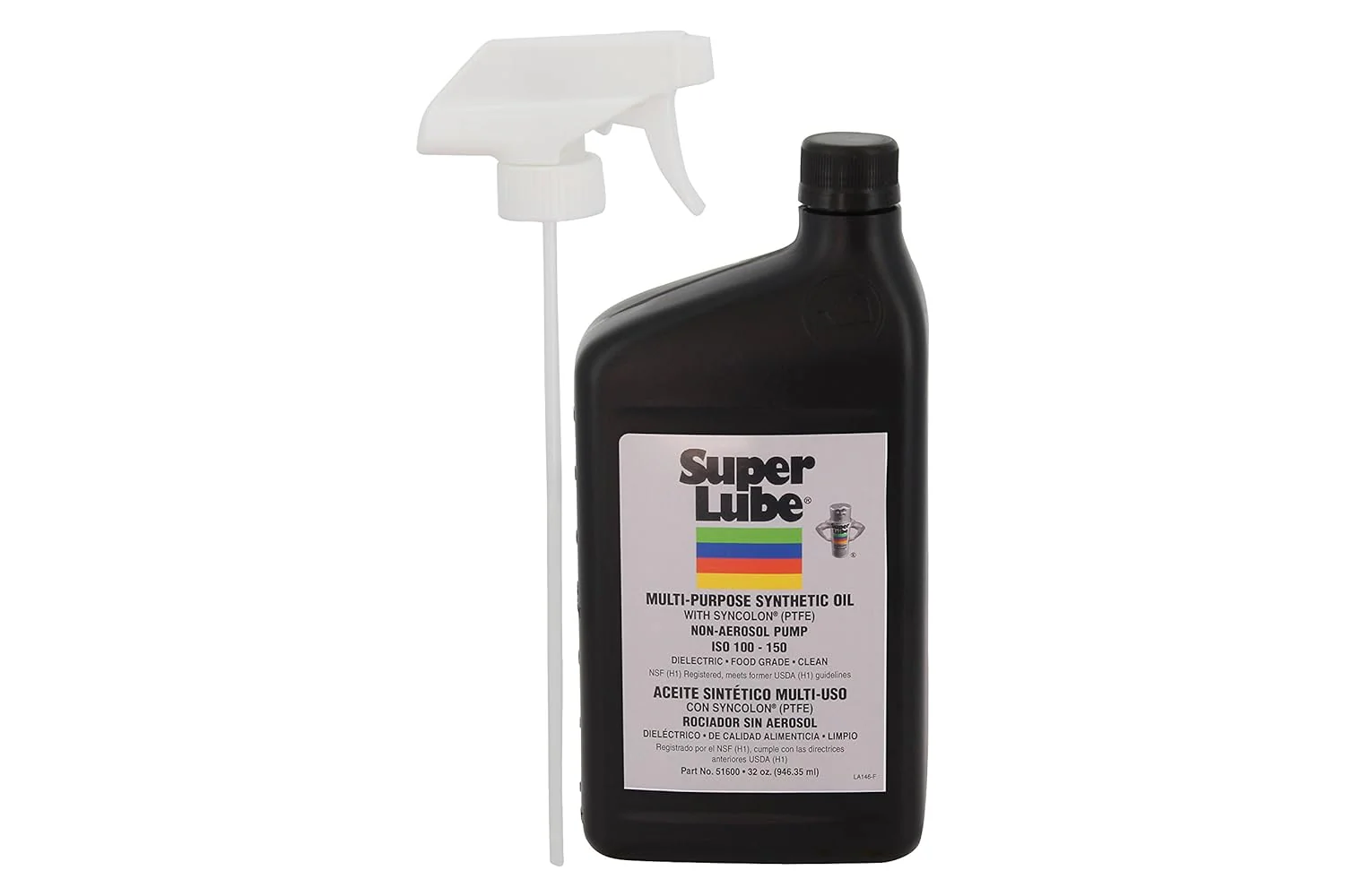 Super Lube Multi-Purpose Non-Aerosol Oil with PTFE, Trigger Spray, 1 quart, Translucent White