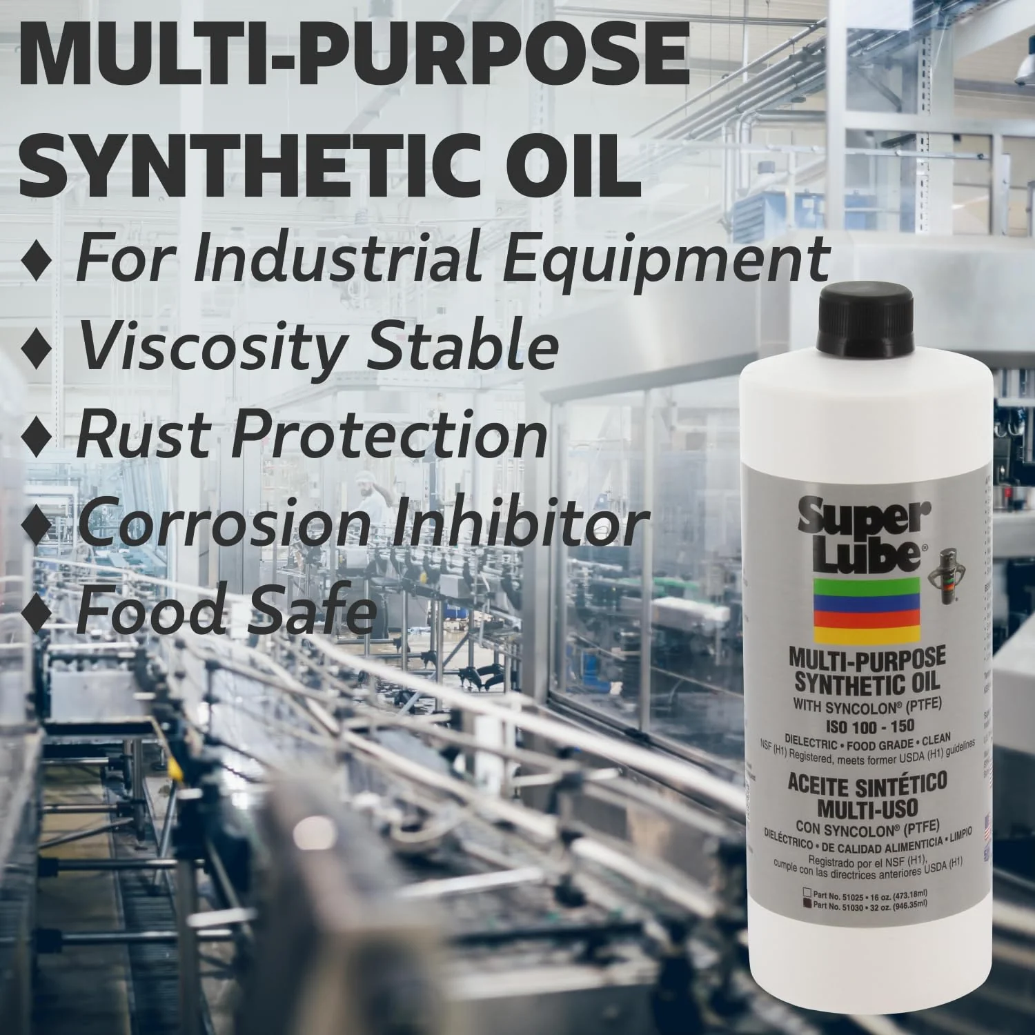 Super Lube Multi-Purpose Synthetic Oil w/Syncolon (Translucent, 8oz Bottle) | NSF Certified Food Grade & Clean | for Industrial Machinery & Equipment - Image 2