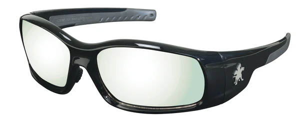 Swagger SR1 Series Black Safety Glasses with Indoor Outdoor Clear Mirror Lenses UV-AF Anti-Fog Coating Soft Non-Slip Nose Piece and Temples