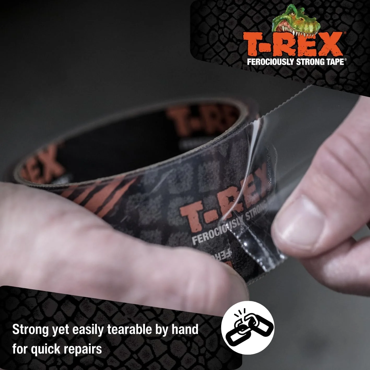 T-REX 241535 Ferociously Strong Repair Tape, Sticks to Wet Surfaces, All Weather and UV Resistant, 1.88" x 9 Yards, Clear, 1-Roll - Image 3