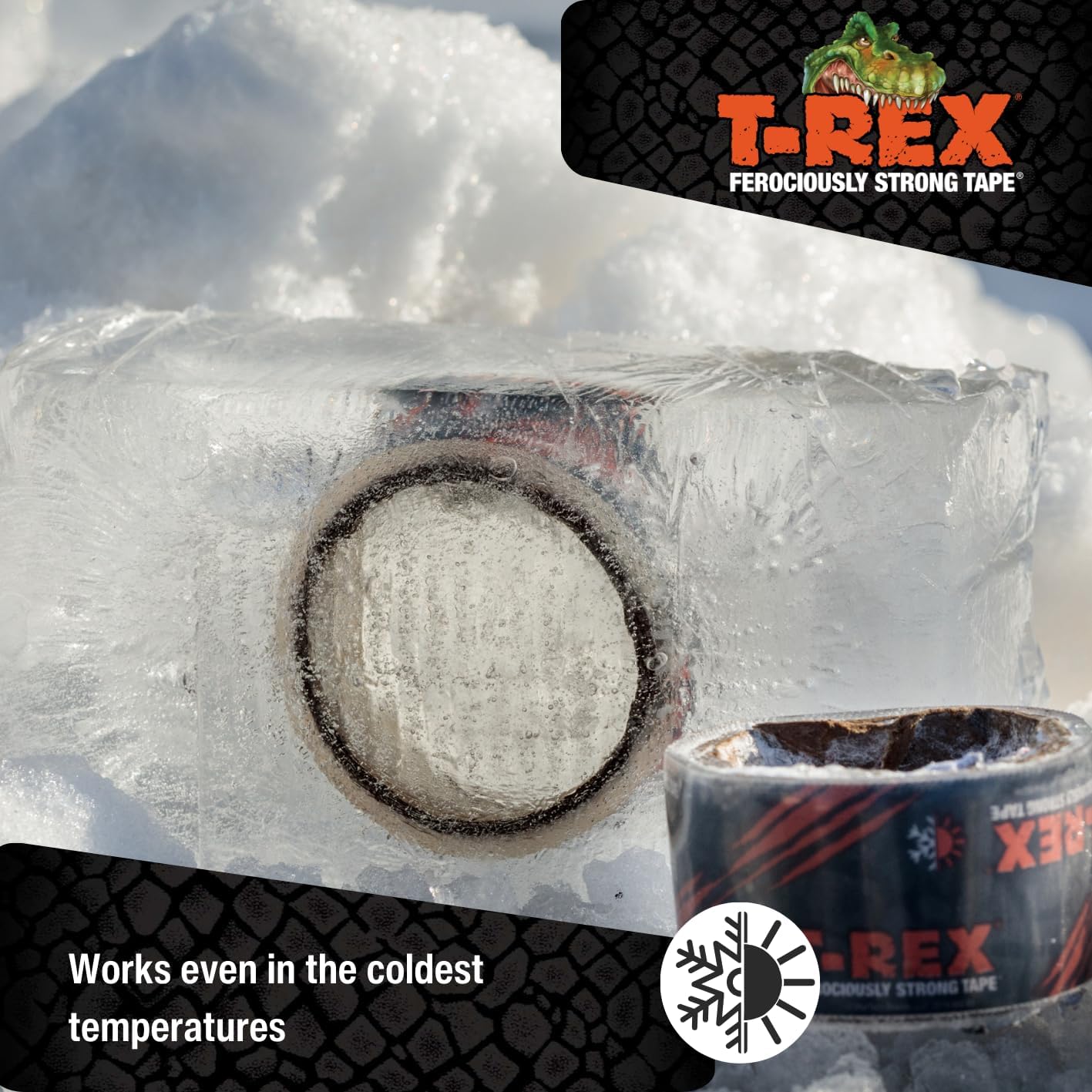T-REX 241535 Ferociously Strong Repair Tape, Sticks to Wet Surfaces, All Weather and UV Resistant, 1.88" x 9 Yards, Clear, 1-Roll - Image 6