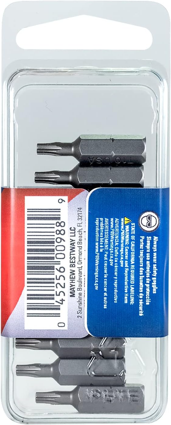 Mayhew Tools 18213-10 T10 x 1" Torx Insert Bit (Pack of 10) - Image 4