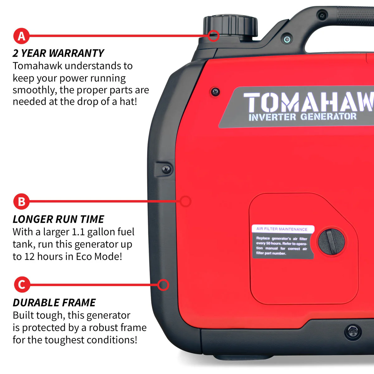 Tomahawk TG3000i-BRV 3000 Watt Inverter Generator Super Quiet Portable Gas Power Professional Use - Camo Special Edition - Image 3