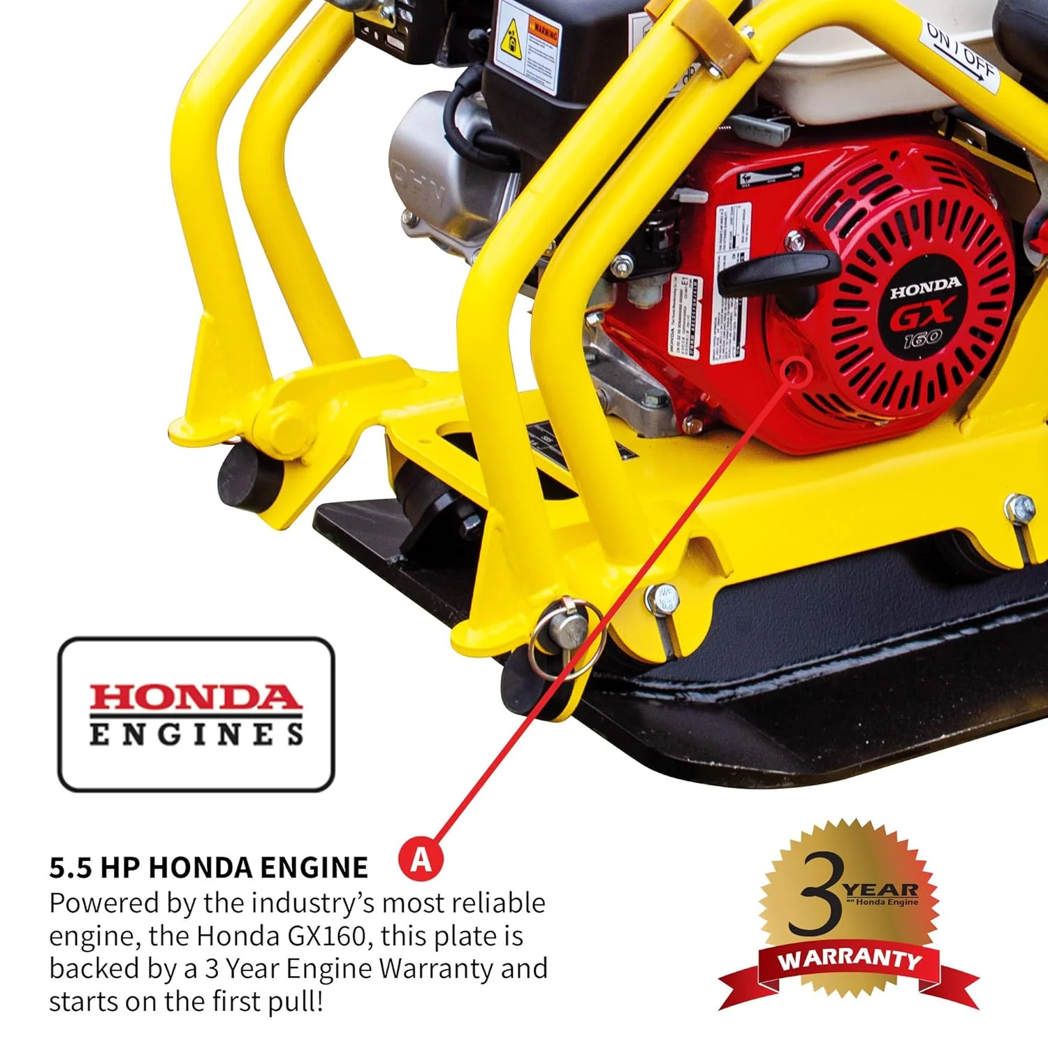 Tomahawk TPC90H 5.5 HP Honda Vibratory Plate Compactor for Asphalt Aggregate Soil Compaction (Compactor Only) - Image 3