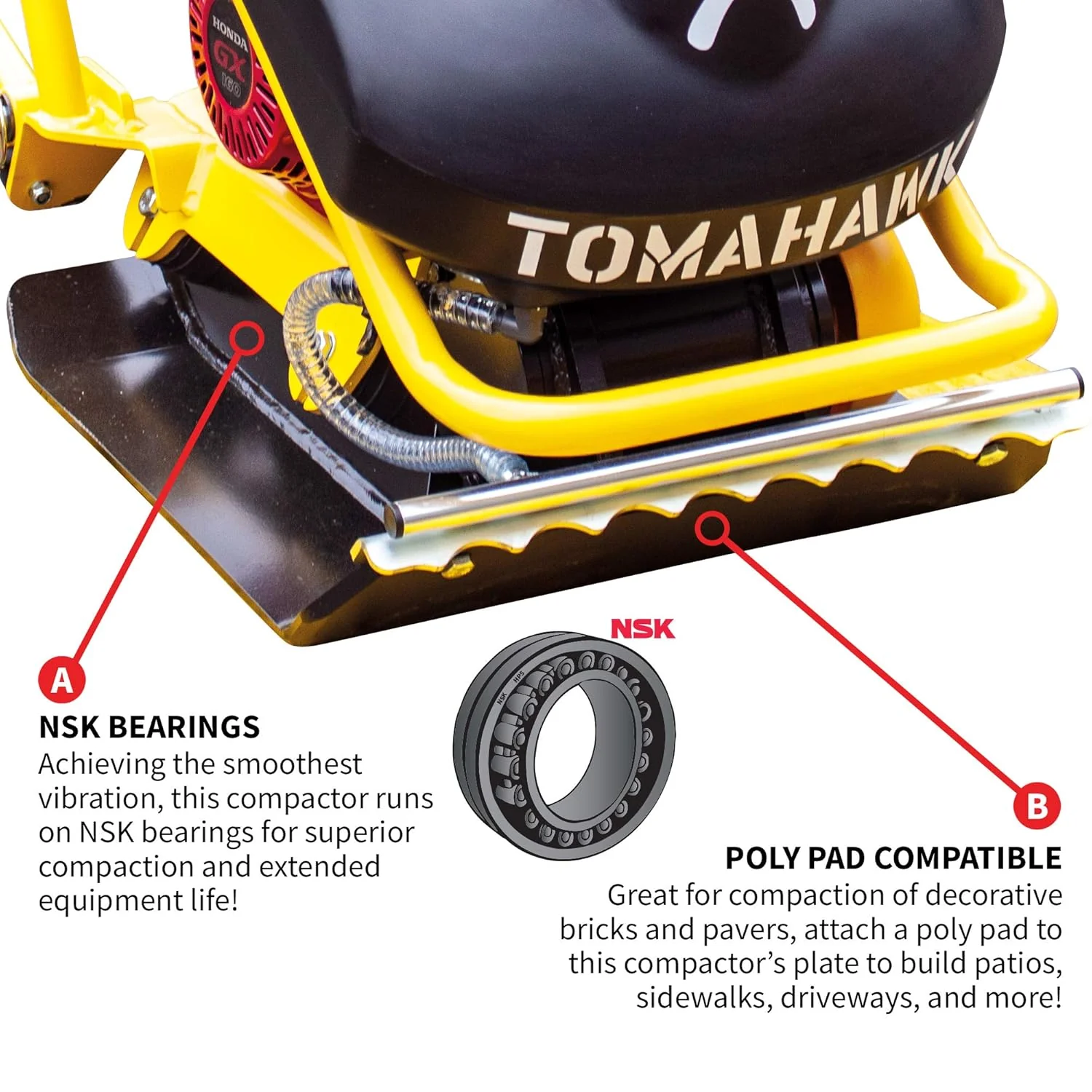 Tomahawk TPC90H 5.5 HP Honda Vibratory Plate Compactor for Asphalt Aggregate Soil Compaction (Compactor Only) - Image 7