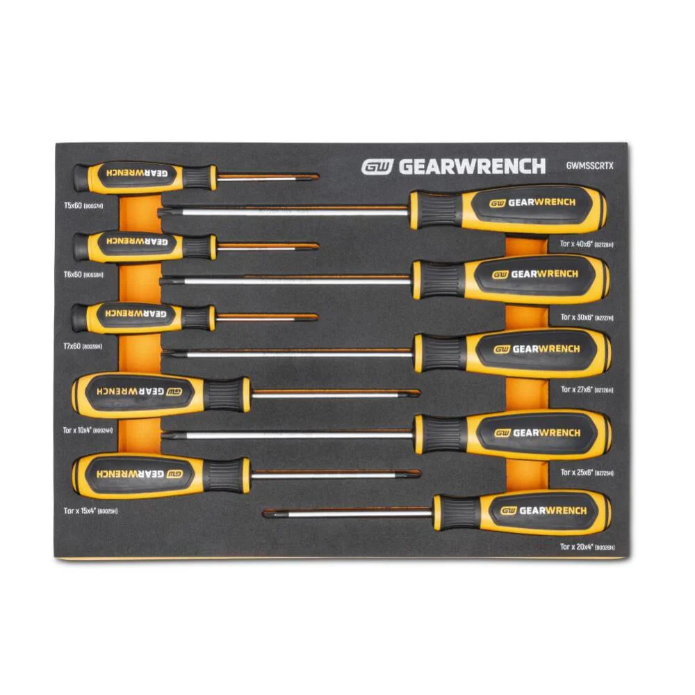 GEARWRENCH 10 Piece Torx Dual Material Screwdriver Set in Foam Storage Tray - GWMSSCRTX