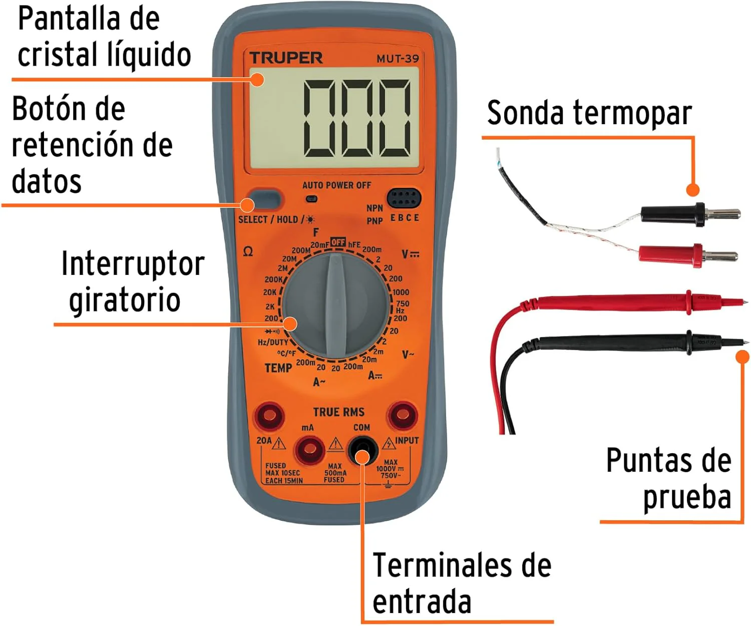 Truper MUT-39 Professional Digital Multimeter - Image 2