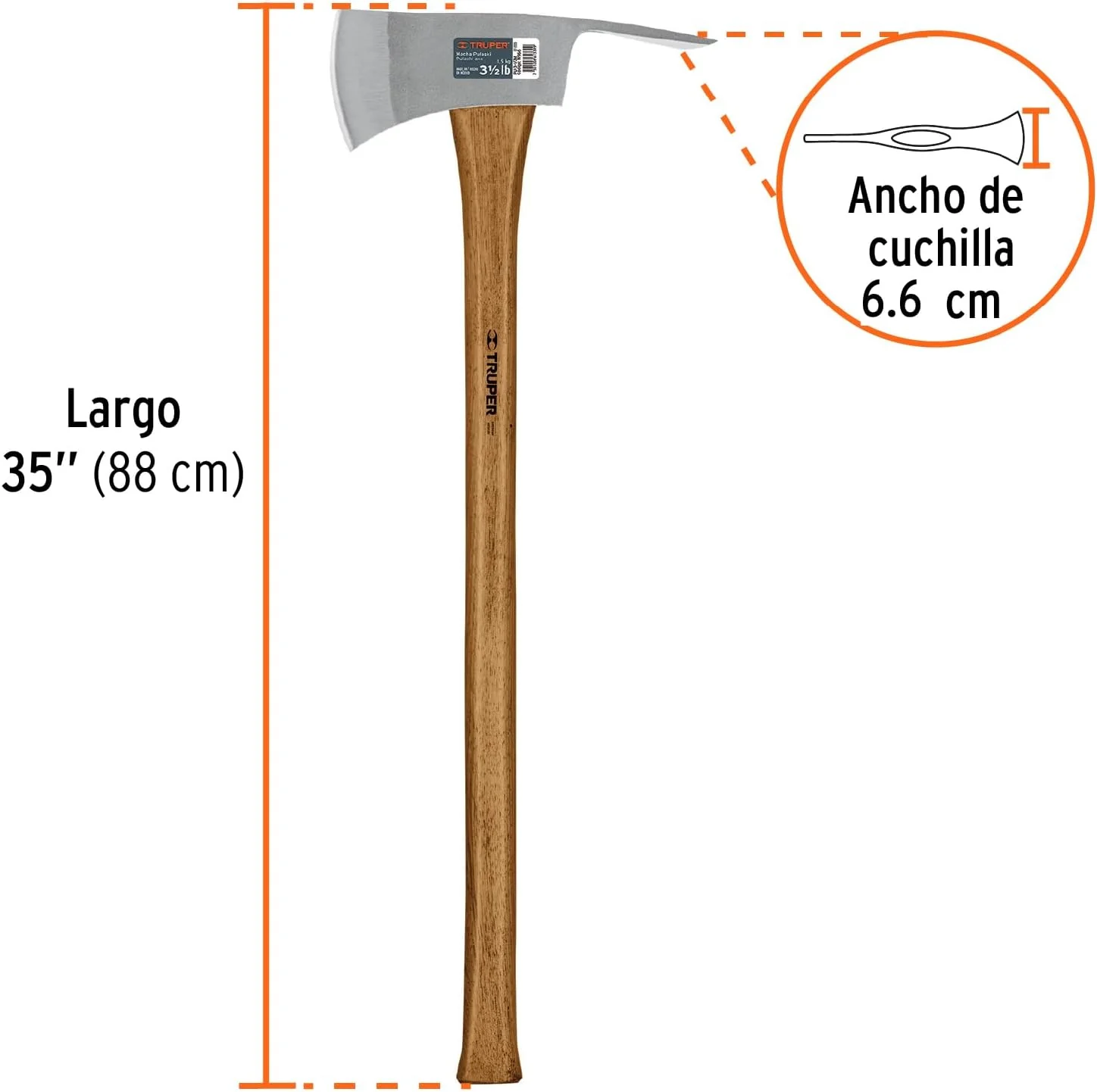 Truper 14966 PU-3-1/2M 3 1/2 lb Pulaski Axe, 35" Hickory Handle - Image 3