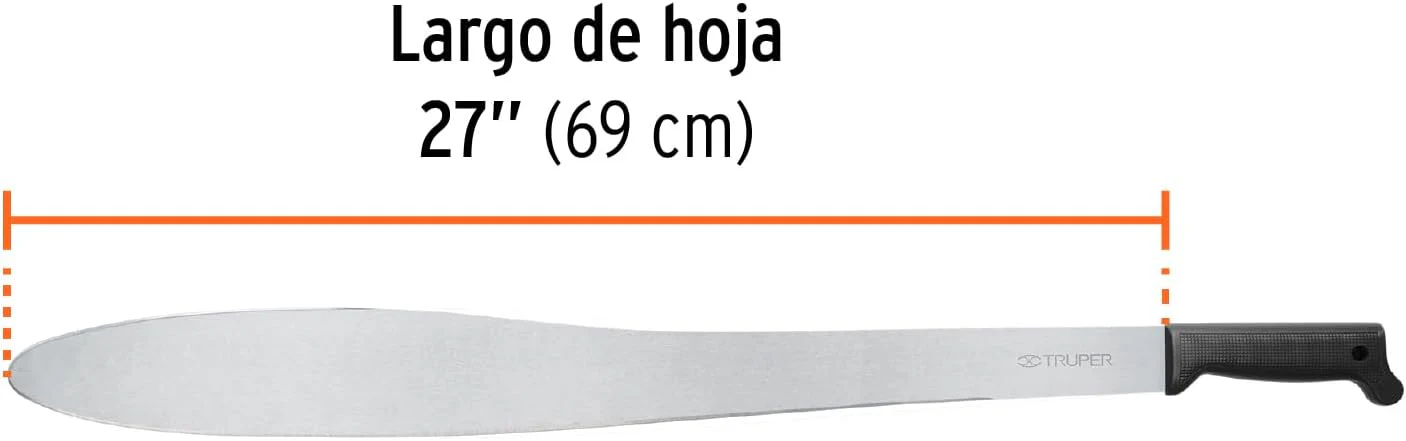 TRUPER T-1173-27B Black Handle Caguayana Style Machetes, Rivetless 27" (69cm) - Image 4