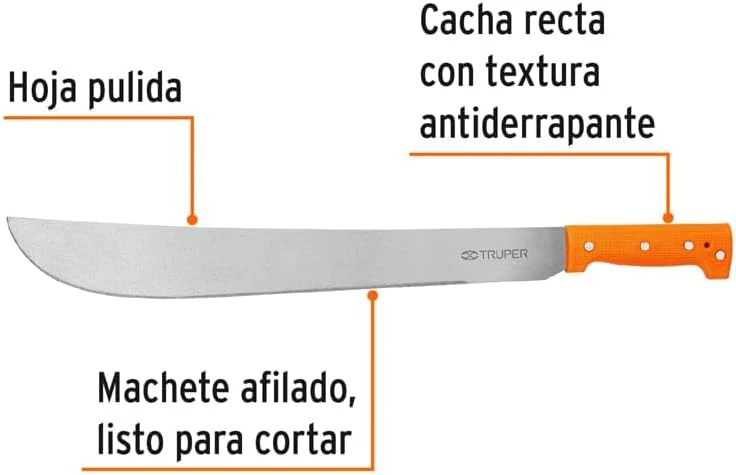 Truper T-460-18P Orange Handle Machetes 18" (46cm) - Image 2