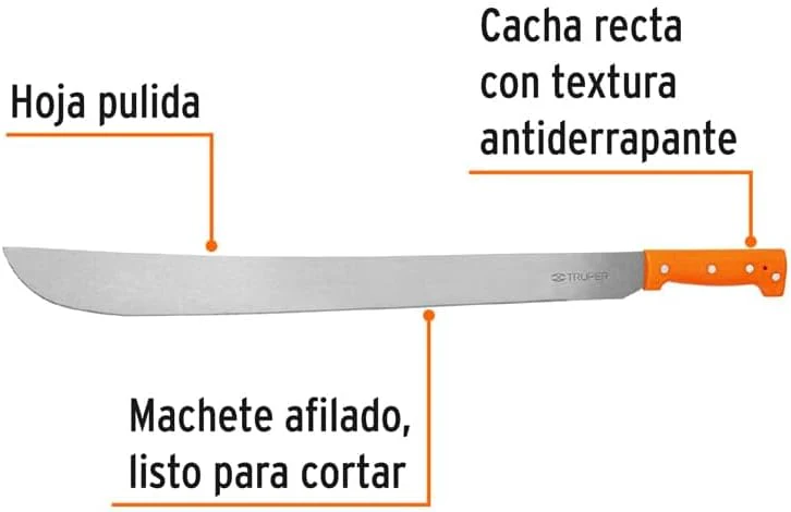 TRUPER T-460-24P Orange Handle Machetes 24" (61cm) - Image 3