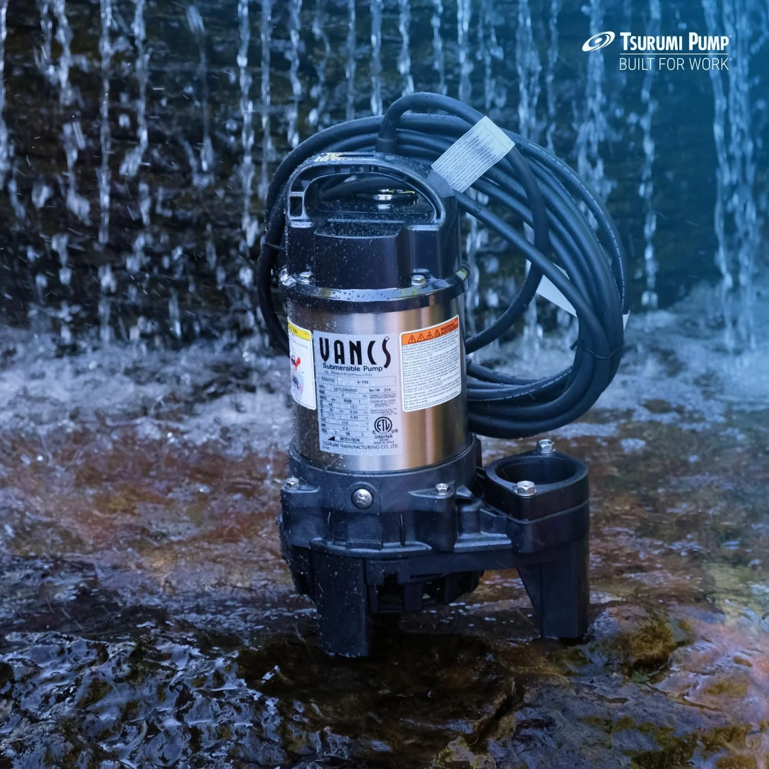 Tsurumi Pump 4-PN Submersible Pond Pump/Waterfall Pump, 1/2 HP, 115V, 2 in Discharge, Ideal Water Feature Pump for Ponds, Fountains, Waterfalls, 80 GPM / 4800GPH - Image 5