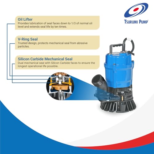 Tsurumi Pump HS2.4S Submersible Trash Pump with Agitator 1/2 HP 115V 2 in Discharge Ideal for dewatering applications with sand, solids, and other debris | 39 GPM / 2340 GPH - Image 5