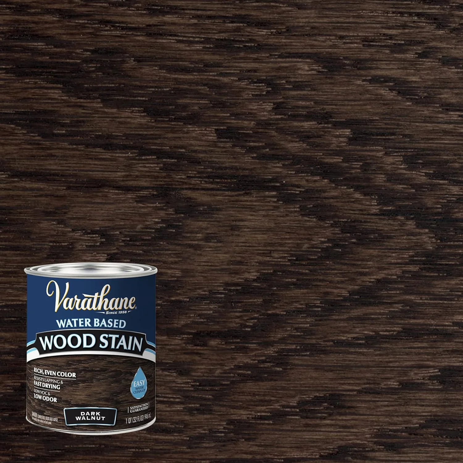Varathane 381119 Water Based Wood Stain, Quart, Dark Walnut Quart (Pack of 1) Dark Walnut Wood Stain - Image 3